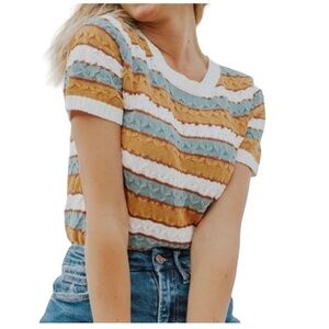 Madewell | Stripe Cable Knit Sweater Tee Sleeve Sweater, size XXS AM290